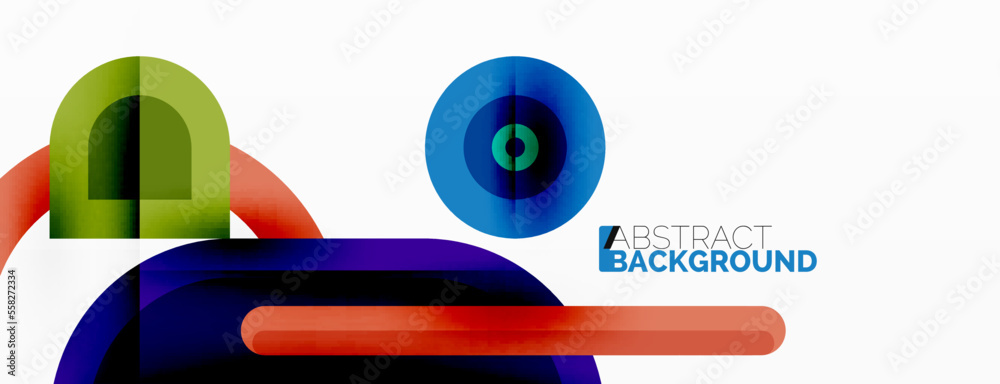 Fototapeta premium Creative geometric wallpaper. Minimal abstract background. Bright color geometric shapes on white backdrop. Business template for wallpaper, banner, background or landing