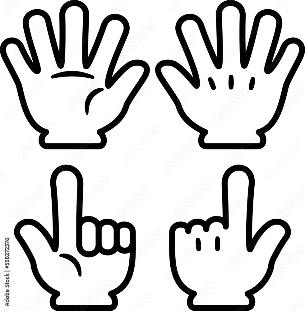 Obraz premium 開いた手と指さす手のアイコンセット