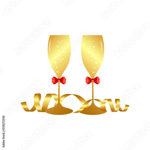 Two glasses with hearts and serpentine.