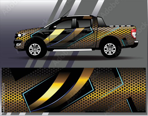 Car wrap design vector. Graphic abstract stripe racing background kit designs for wrap vehicle  race car  rally  adventure and livery