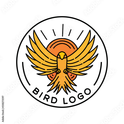 Phoenix Bird Logo Design Vintage Emblem Vector illustration Badge Symbol Icon