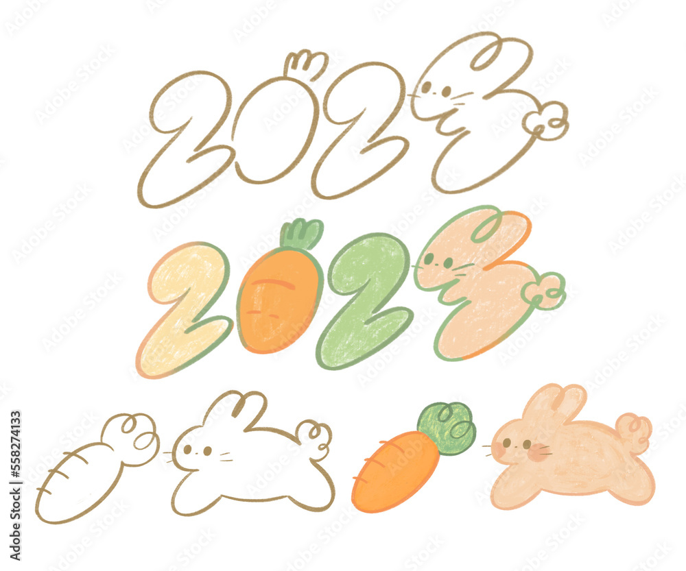 Happy new year 2023 with rabbit and carrot Happy new year 2023 with rabbit and carrot