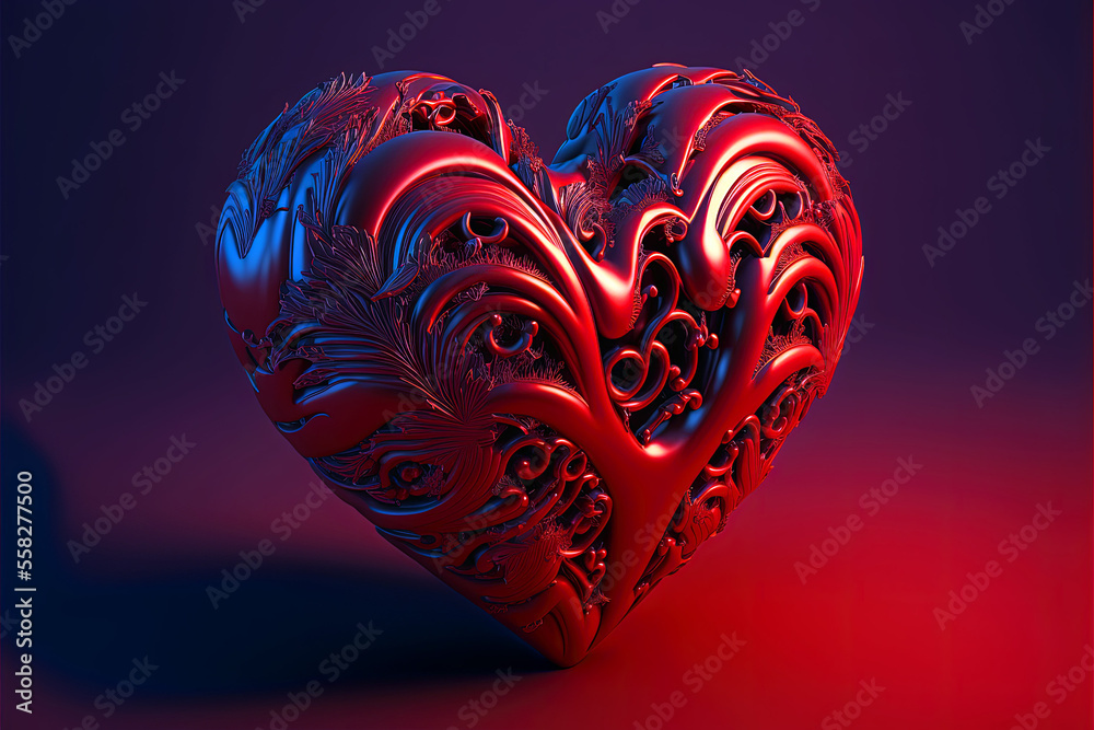 3D Valentines Day Heart, generative ai