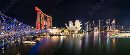 Singapore city skyline at night with holiday lights