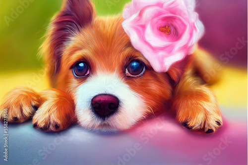 sweete complete dog sweetness pastelart dogart cute cute romantic.Generative AI