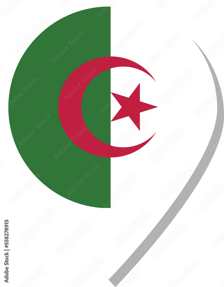 Algeria flag check-in icon. Algeria flag check-in icon.