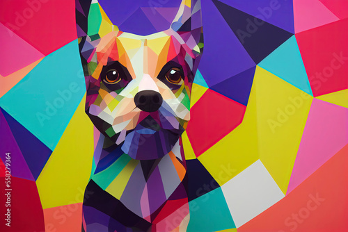 cute  dog on pop art style. colorful background