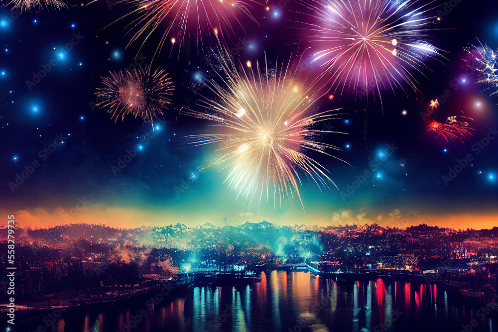 Fototapeta premium Gorgeous fireworks display