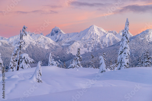 winter mountain landscape sunrise