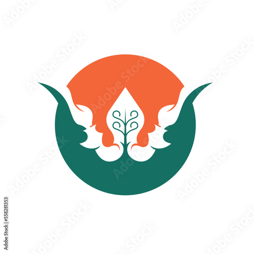 w letter for wayang,keris and gunungan concept design icon vector photo