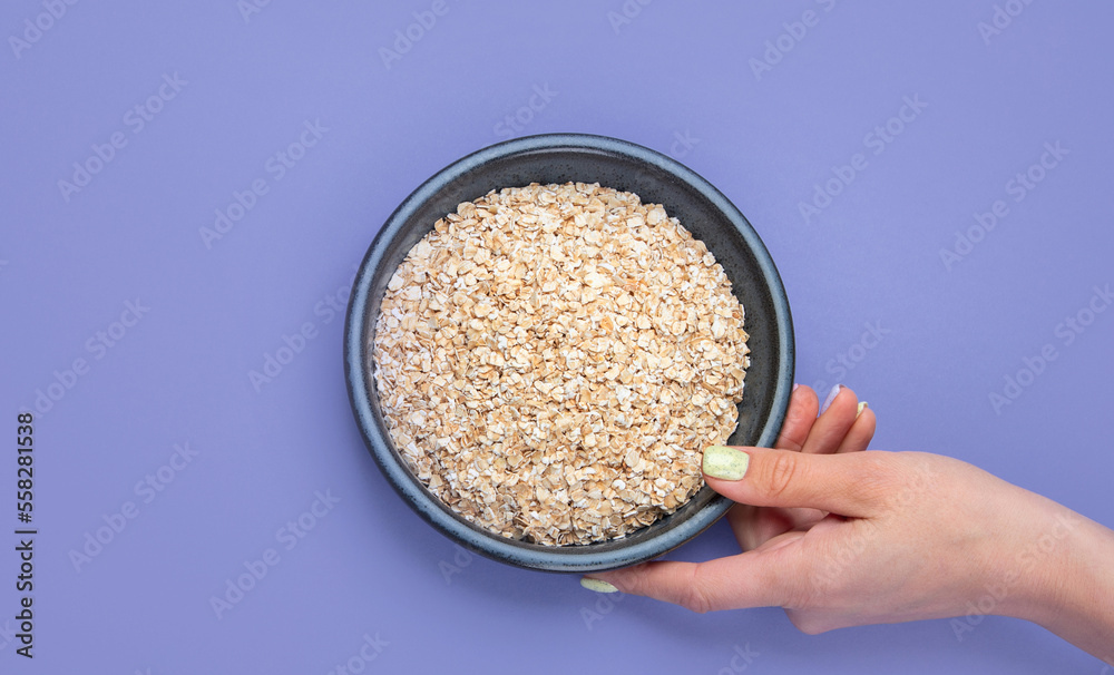 Oatmeal on color background Oatmeal on color background