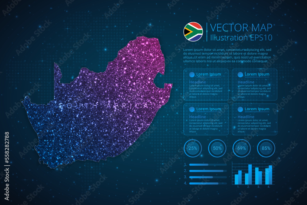 South Africa map infographics template for diagram, graph, presentation and chart with abstract