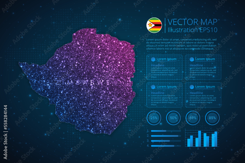 Zimbabwe map infographics template for diagram, graph, presentation and