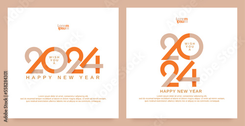 Happy new year 2024 square banner template. 2024 new year for greeting, calendar, poster, banner and post media template