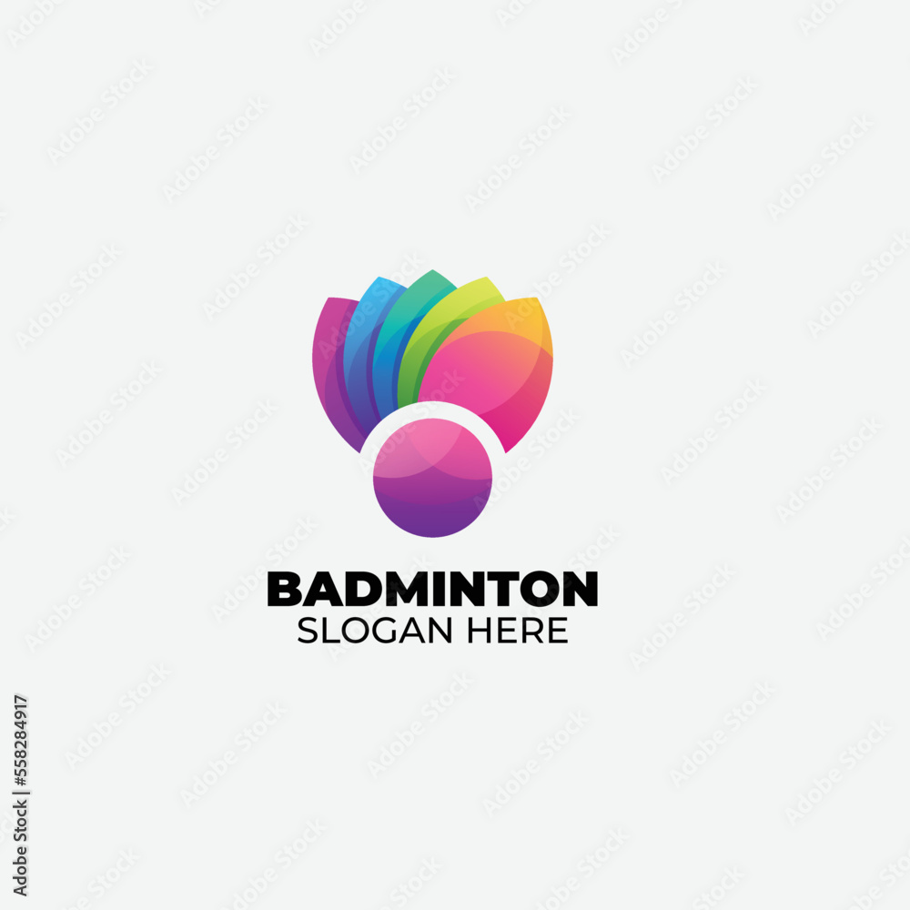 badminton logo gradient colorful design vector
