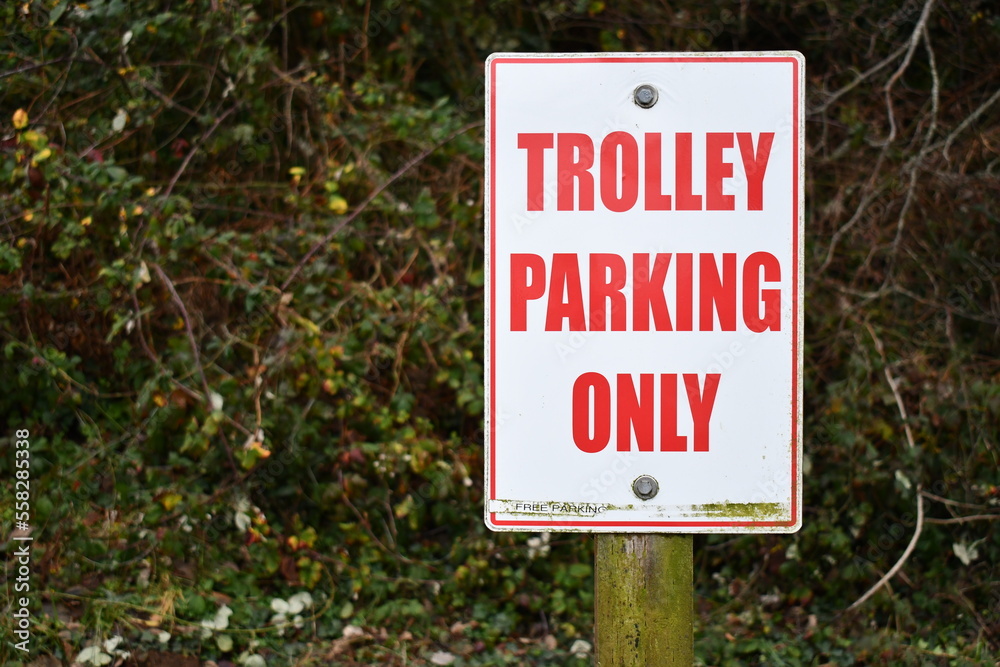 trolley parking only sign