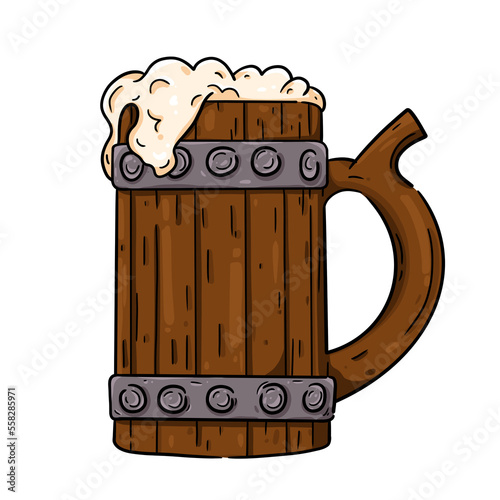 Wooden tankard mug of beer