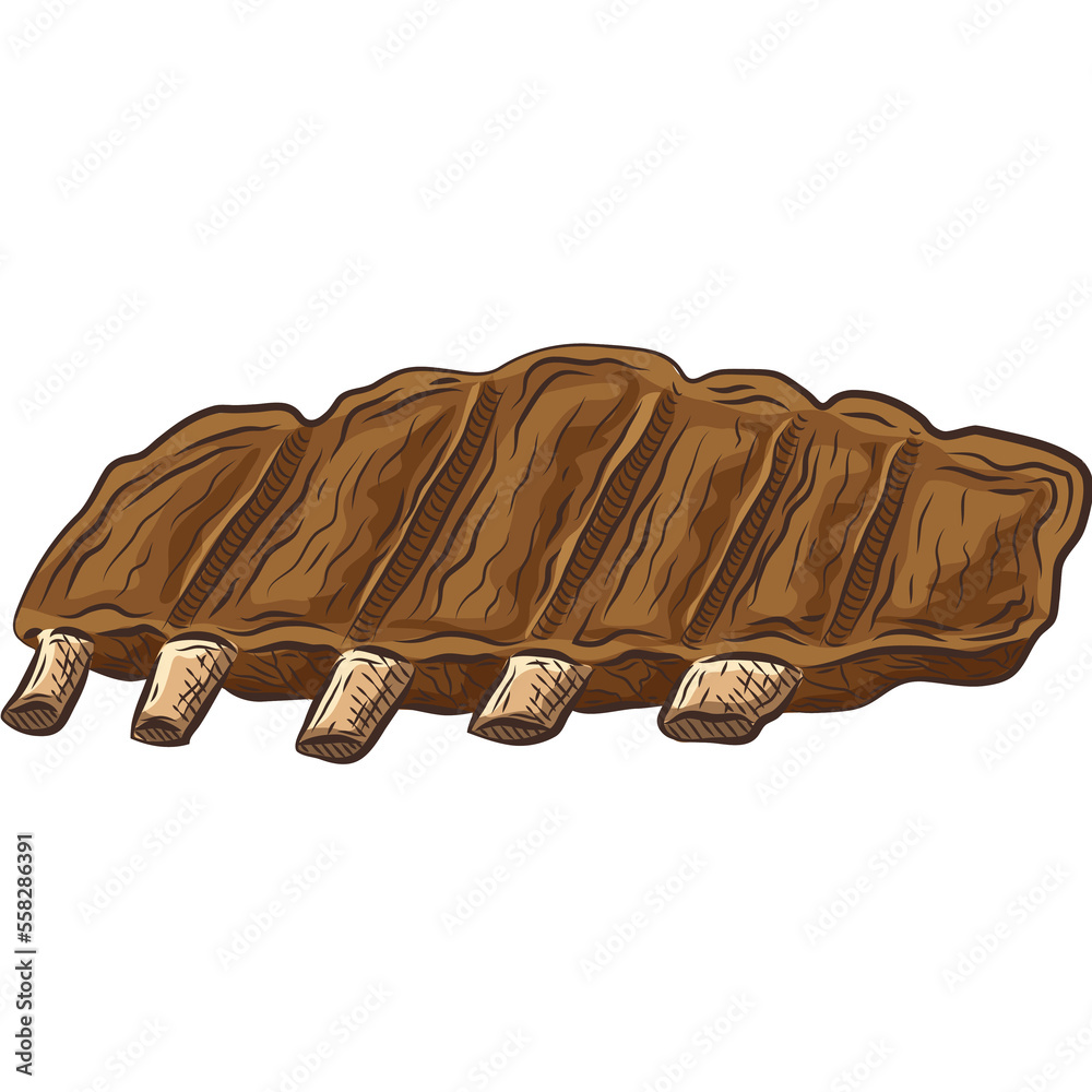 Rack of Ribs Clipart Illustration Stock Illustration | Adobe Stock