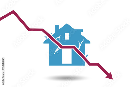 Concept of real estate price crush