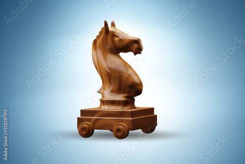 Wooden trojan horse - 3d rendering