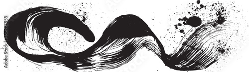 波　波しぶき　手書き　毛筆イラスト