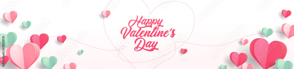 Valentine's day concept banner. Vector illustration. 3d red, pink and green paper hearts with frame on geometric background. Cute love sale banners or greeting cards, mobile apps, web. Valentine's day concept banner. Vector illustration. 3d red, pink and green paper hearts with frame on geometric background. Cute love sale banners or greeting cards, mobile apps, web.