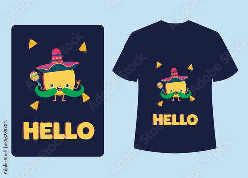 Hello t shirt design, awesome cartoon character t shirt design