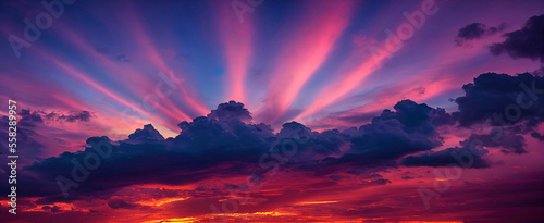 Beautiful sunset sky above clouds © Fernando