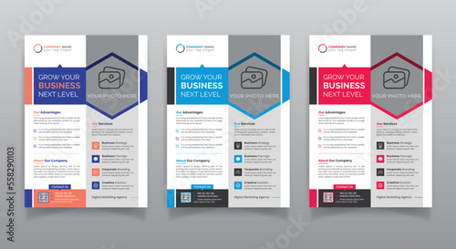 Corporate business flyer template, A4 size print-ready vector design