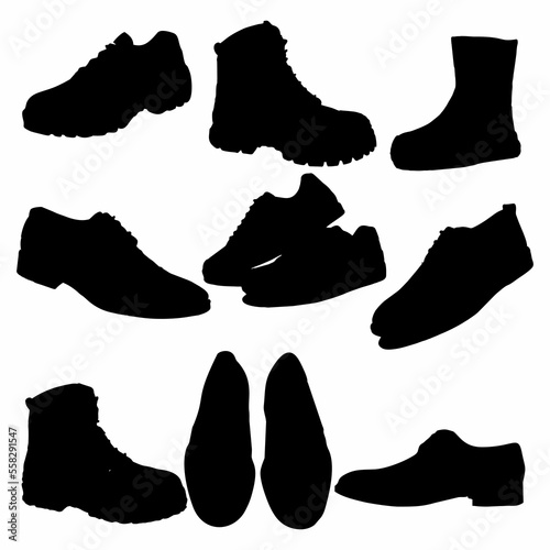 silhouette shoes icon illustration set. Bundle