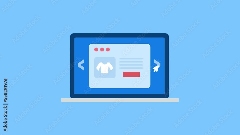 Person browsing clothing products and reading customer reviews from ecommerce site or online shopping website, animation concept. 