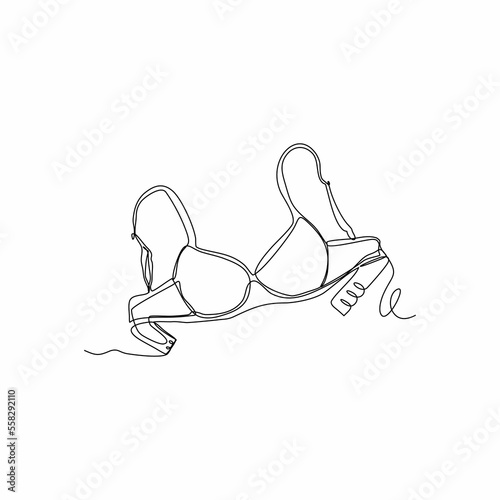 continuous line art of women's bras on white back