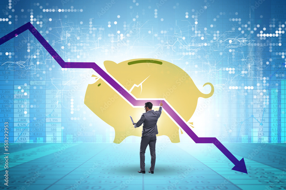 Crisis concept with the loss of savings Crisis concept with the loss of savings