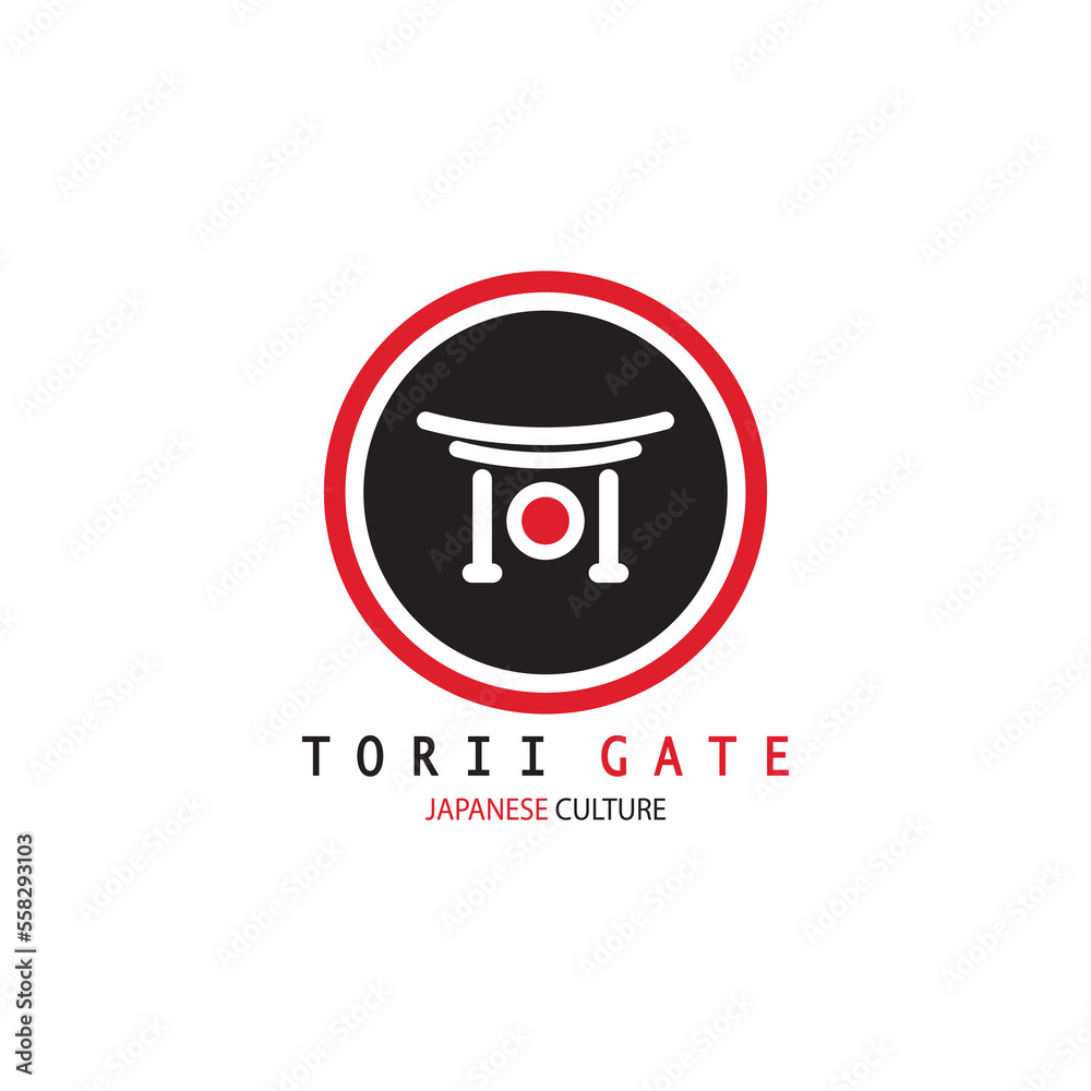 torii gate japanese traditional culture simple logo illustration icon with aesthetic minimalist vector concept