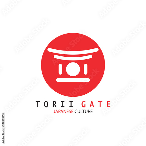 torii gate japanese traditional culture simple logo illustration icon with aesthetic minimalist vector concept