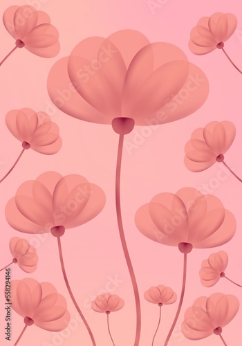 Wallpaper Mural Flower Garden Illustration with Pink Background. Can be used as Phone or Tablet Wallpaper. Torontodigital.ca