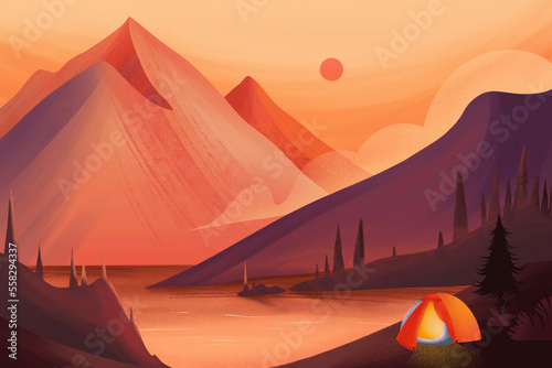 Mountain Landscape Background Scene PNG Clipart Illustration