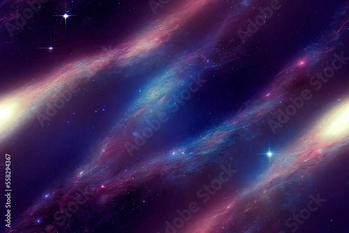 purple nebula and cosmic dust in star field