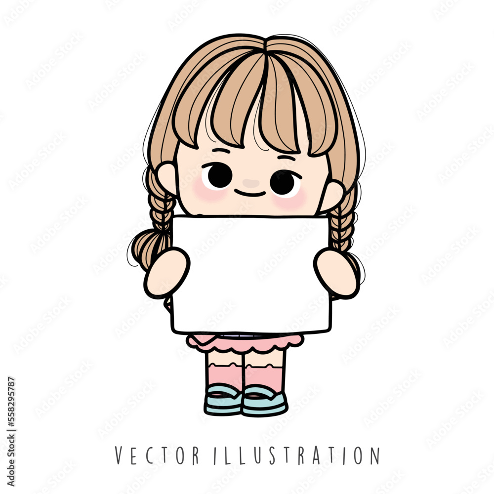 Fototapeta premium girl with paper name tag