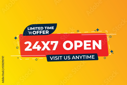 24 hour and 7 days open limited time vector design
