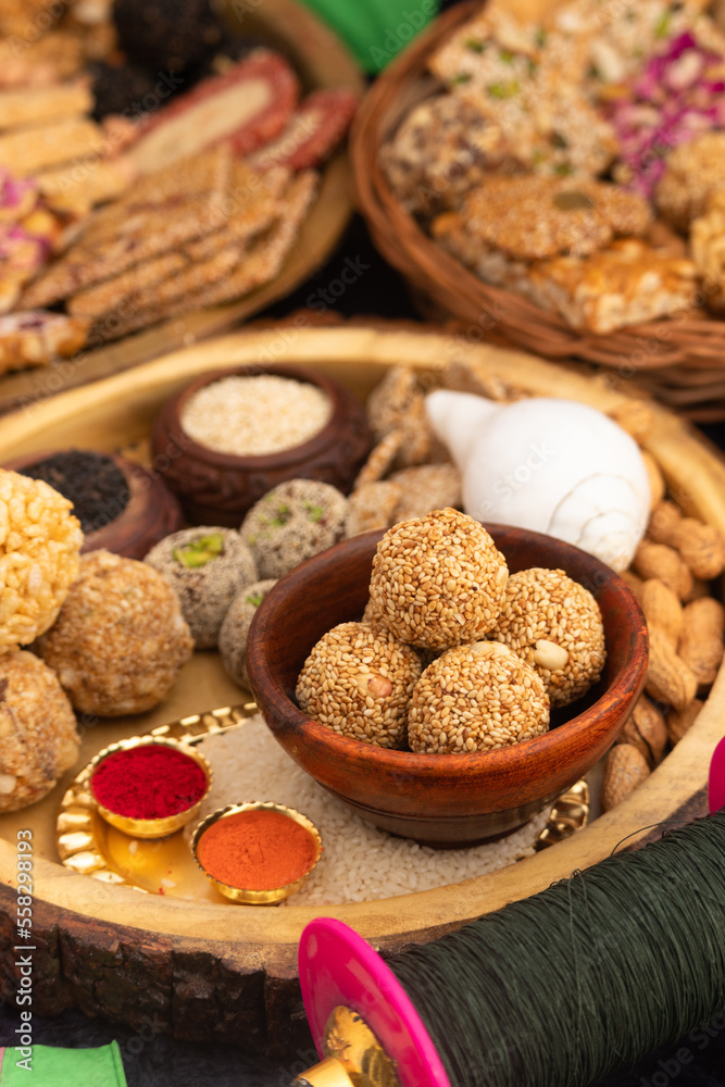 Harvest Festival Is Celebrated As Makar Sankranti, Lohri, Uttarayan, Maghi, Poush Sankranthi, Magh Bihu With Sesame Sweet viz. Tilgul, Til Mithai, Gajak, Chikki, Tilkut, Patang, Firki And Peanuts Harvest Festival Is Celebrated As Makar Sankranti, Lohri, Uttarayan, Maghi, Poush Sankranthi, Magh Bihu With Sesame Sweet viz. Tilgul, Til Mithai, Gajak, Chikki, Tilkut, Patang, Firki And Peanuts