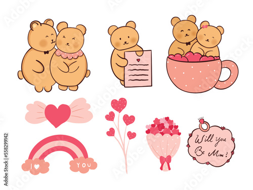 Gift Flower and Couple Vector for Valentine