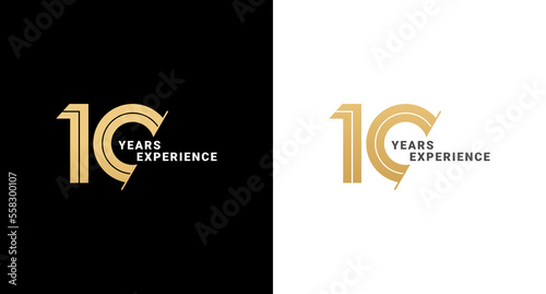 10 years logo or 10 years experience logo vector on white and black background. Logos 10 years experience. Suitable for marketing logos related to 10 years of experience in the business or industry.