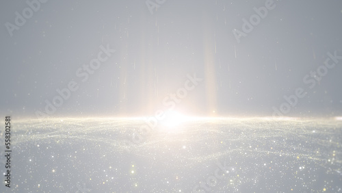Gold particles and shiny lights with clean abstract background.
