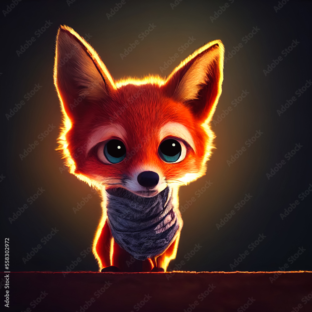 Adorable baby fox character design. cute fox cartoon animation