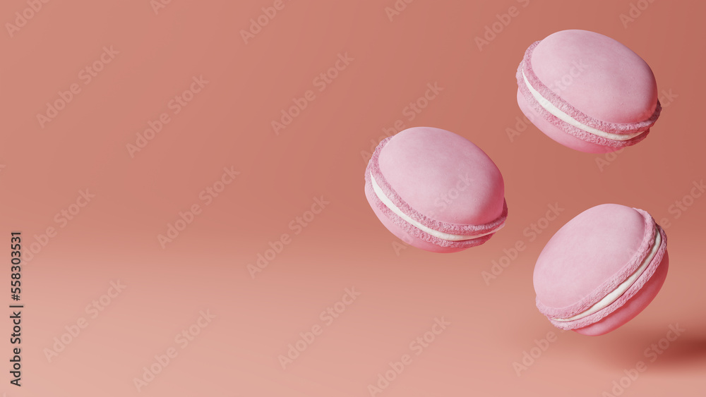 Pink cute macaron material 3D render Pink cute macaron material 3D render