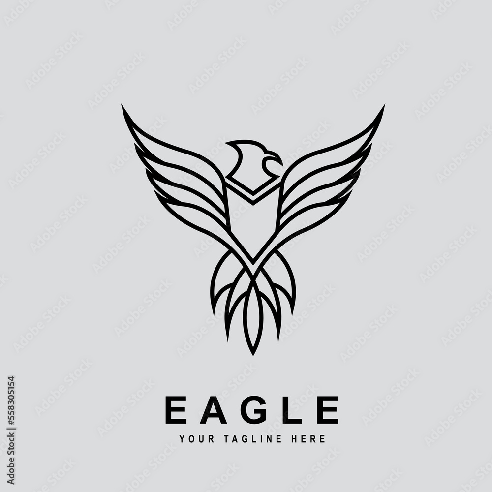 Eagle Line art Logo Design Vector Template