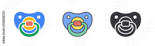 Baby pacifier simple icons on white background. Vector illustration.