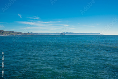 Calm pacific ocean, and blue sky. Beautiful California