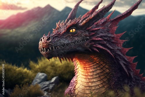 Dragon portrait illustration.